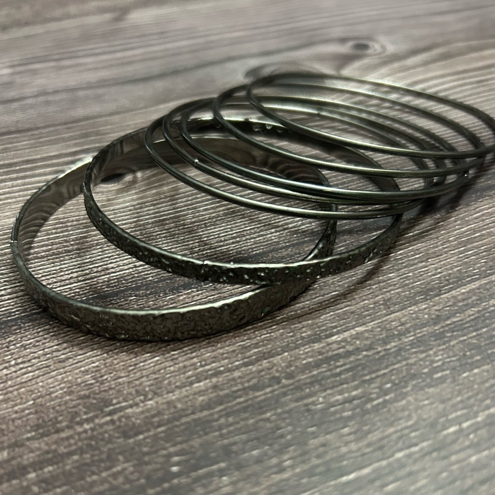 Set of Silver Bangles Bracelets‎